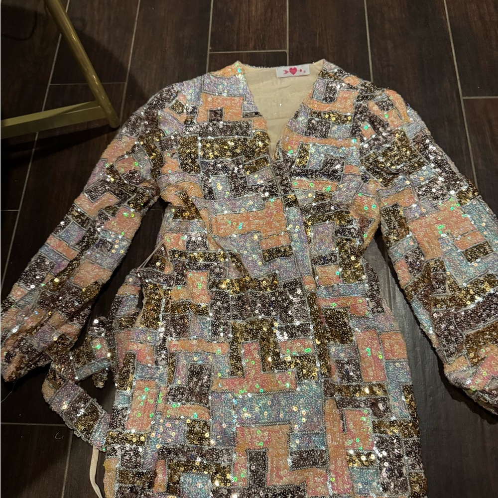 Sequin Geometric Patterned Jacket - image 1